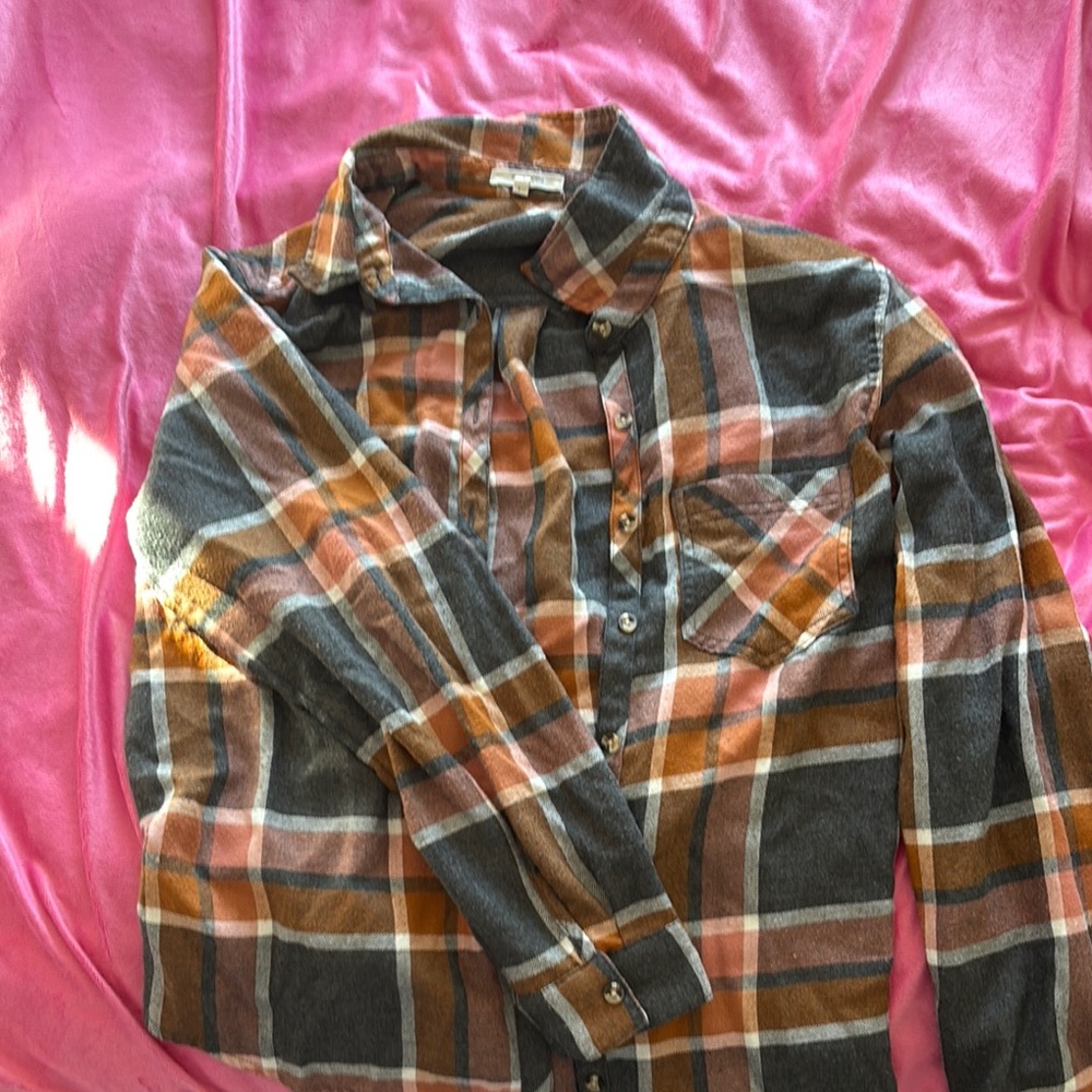 Plaid Shirt in Gray and Brown